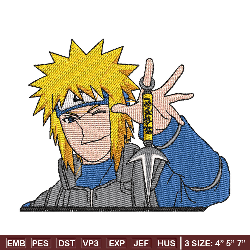 Minato Uzumaki embroidery design, Naruto embroidery, anime design, embroidery file, anime shirt, Digital download.jpg