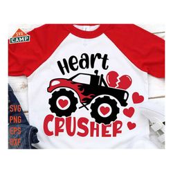 heart crusher svg, valentine's monster truck svg, funny valentines svg, boys valentine svg, kids valentine svg, valentin