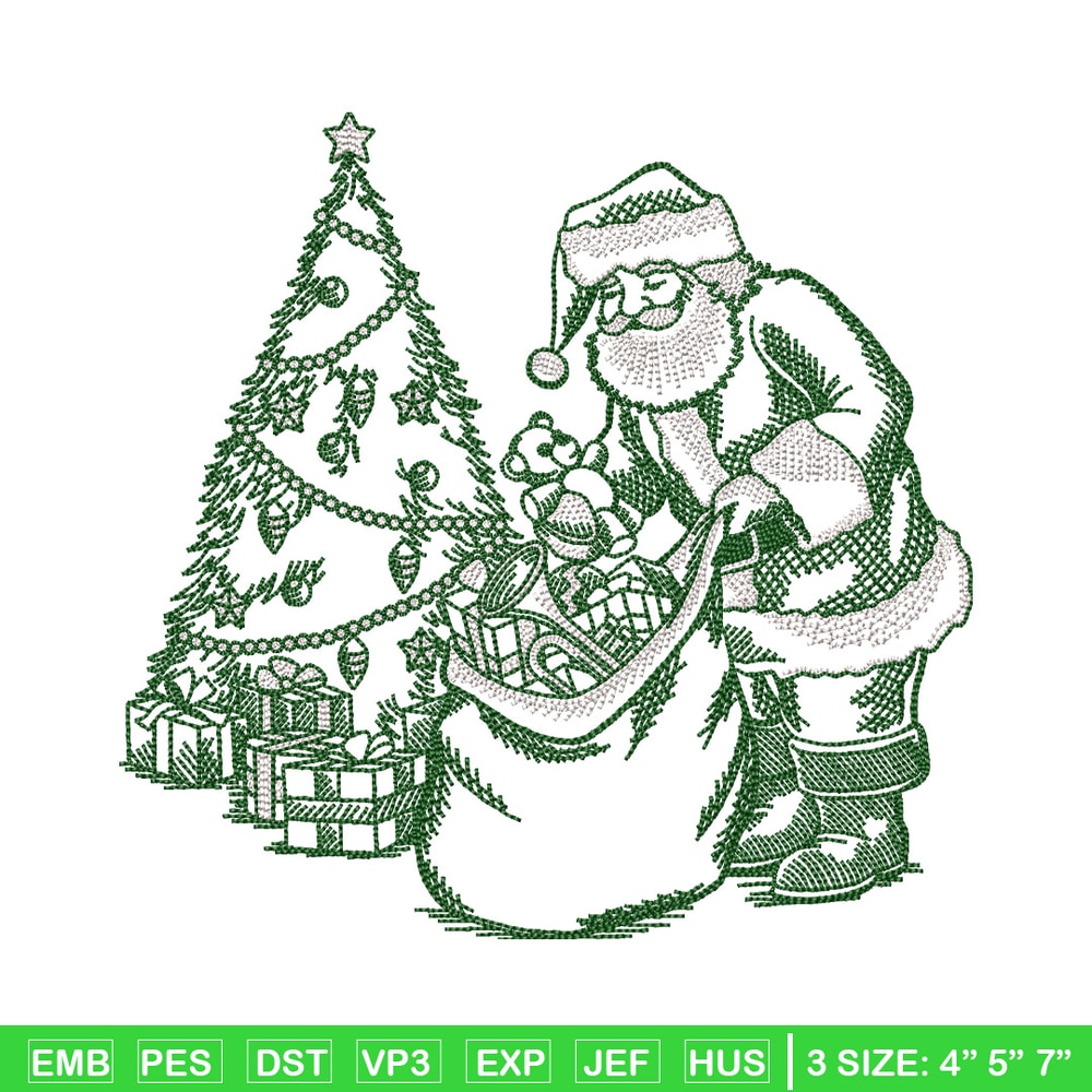 Santa gift embroidery design, Chrismas embroidery, Anime design, Embroidery file, Embroidery shirt, Digital download.jpg
