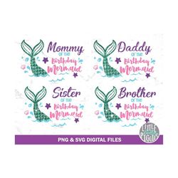 mermaid family bundle svg png cut file brother of mermaid, sister of mermaid, mermaid birthday sublimation