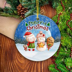 Merry Christmas Ornament, Christmas Tree Ornament Decor, Snowman Ornament