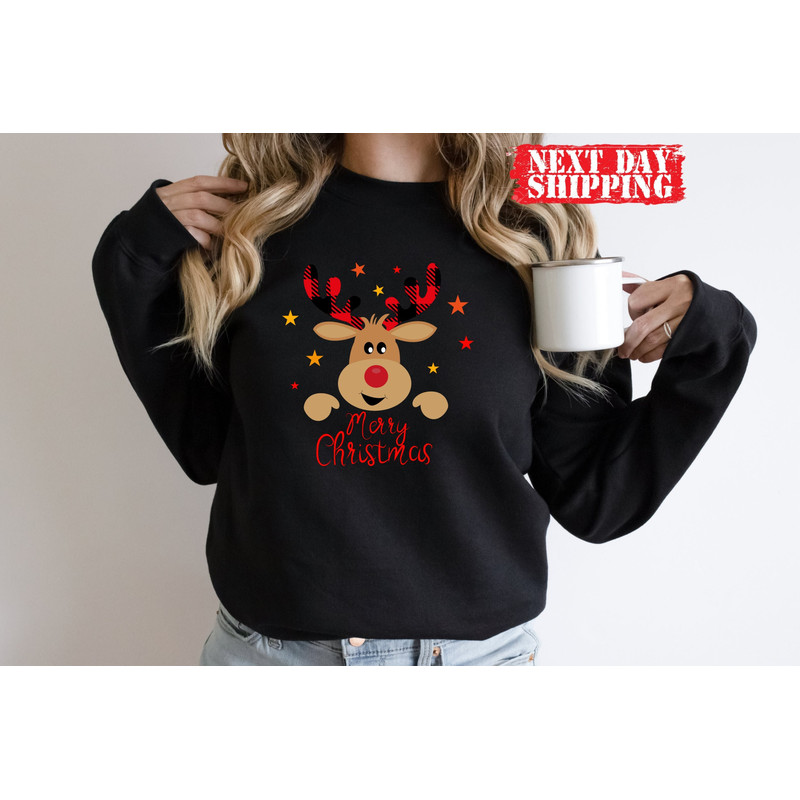 Merry Christmas Deer Shirt,Deer Christmas Shirt,Vintage Santa Tee Shirt,Christmas Tee,Christmas Tshirt,Christmas Reindeer Shirt,Xmas Gift - 2.jpg
