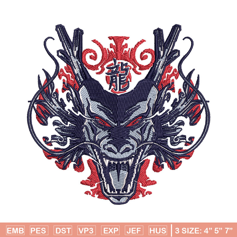 Shenron black embroidery design, Dragonball embroidery, Anime design, Embroidery shirt, Embroidery file, Digital download.jpg