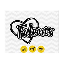 falcons svg, falcons heart svg, falcons pride, i love falcons, digital vector, falcon cut file, falcon png, instant down