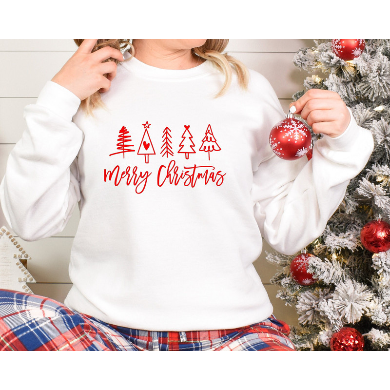Merry Christmas Tree Sweatshirt,Vintage Merry Christmas Shirt,Christmas Shirt,70s Style Merry Christmas Shirt,Tree Colorful Xmas Crewneck - 1.jpg