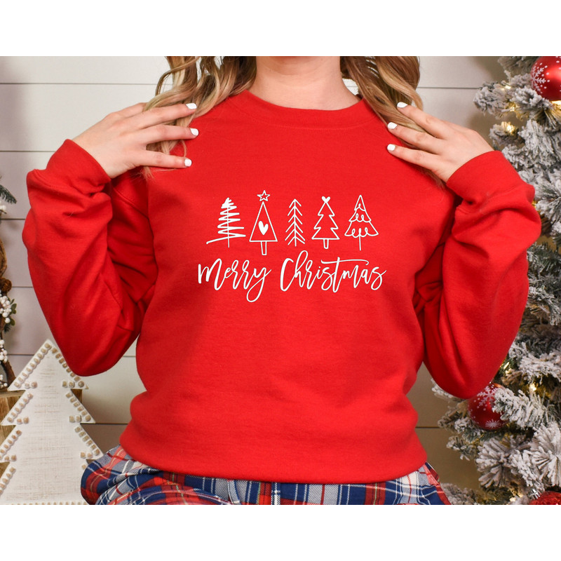 Merry Christmas Tree Sweatshirt,Vintage Merry Christmas Shirt,Christmas Shirt,70s Style Merry Christmas Shirt,Tree Colorful Xmas Crewneck - 2.jpg