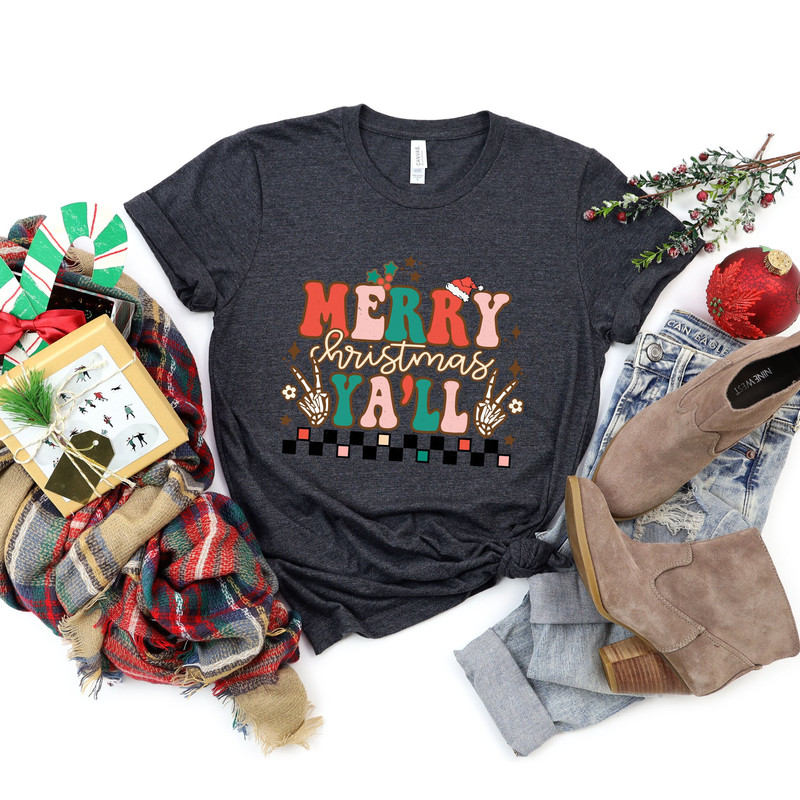 Merry Christmas Yall Shirt, Merry Christmas Y'all Shirt,Vintage Santa Tee Shirt,Christmas Tee,Christmas Tshirt, Cute Christmas Sweatshirt - 1.jpg