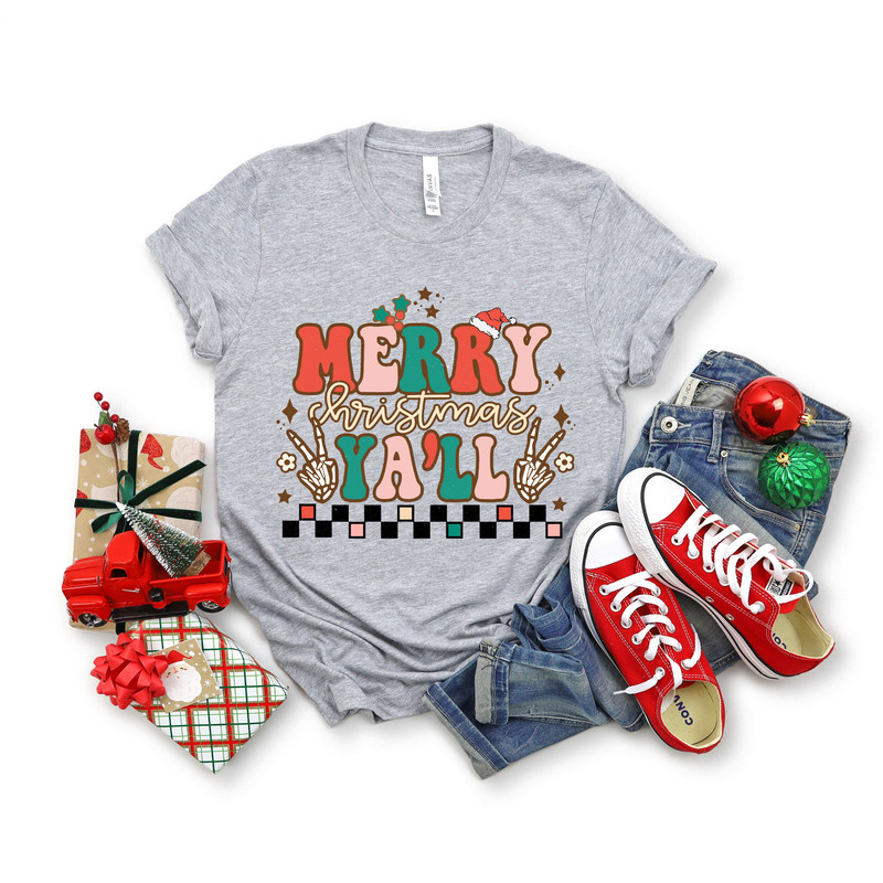 Merry Christmas Yall Shirt, Merry Christmas Y'all Shirt,Vintage Santa Tee Shirt,Christmas Tee,Christmas Tshirt, Cute Christmas Sweatshirt - 2.jpg
