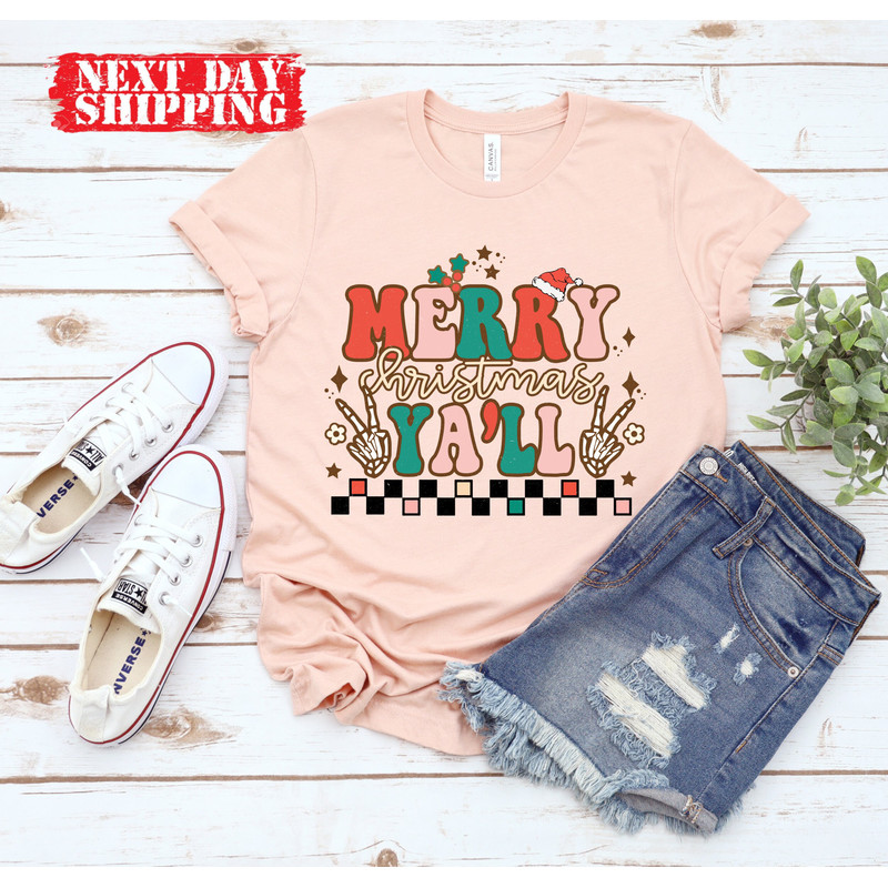 Merry Christmas Yall Shirt, Merry Christmas Y'all Shirt,Vintage Santa Tee Shirt,Christmas Tee,Christmas Tshirt, Cute Christmas Sweatshirt - 5.jpg