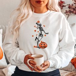 halloween party dancing skeleton sweatshirt, halloween skeleton, skeletons happy, skeleton dancing halloween sweatshirt,
