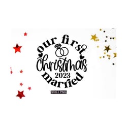 our first christmas married svg, newlywed ornament svg, wedding ornament svg, first christmas as mr & mrs svg, couple or