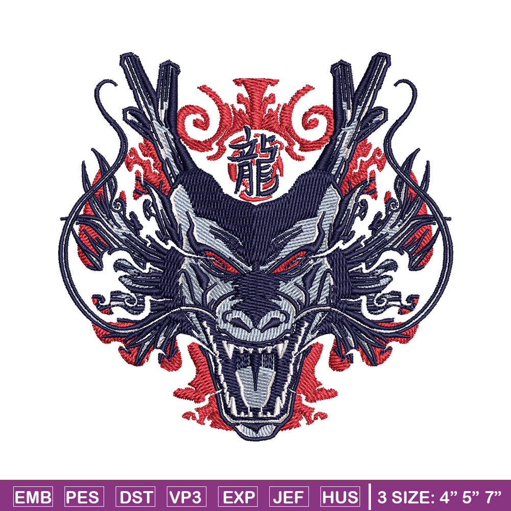 Shenron black embroidery design, Dragonball embroidery, Anime design, Embroidery shirt, Embroidery file, Digital download.jpg