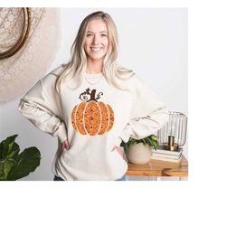 fall season sweatshirt, pumpkin sweater, halloween sweatshirt, spooky season shirt, spooky vibes tee, womens fall sweate