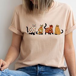 ghost cat halloween shirt, halloween cat shirt, halloween shirt, cat lover shirt, spooky season, pumpkin shirt,-1
