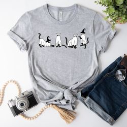 ghost cat shirt, halloween t-shirt, ghost shirt, halloween cat shirt, black cat shirt, cat lover shirt