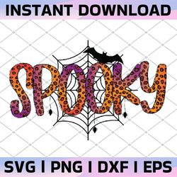 spooky png, halloween png for sublimation, leopard font, spider web and bat png, sublimation print,fall digital design