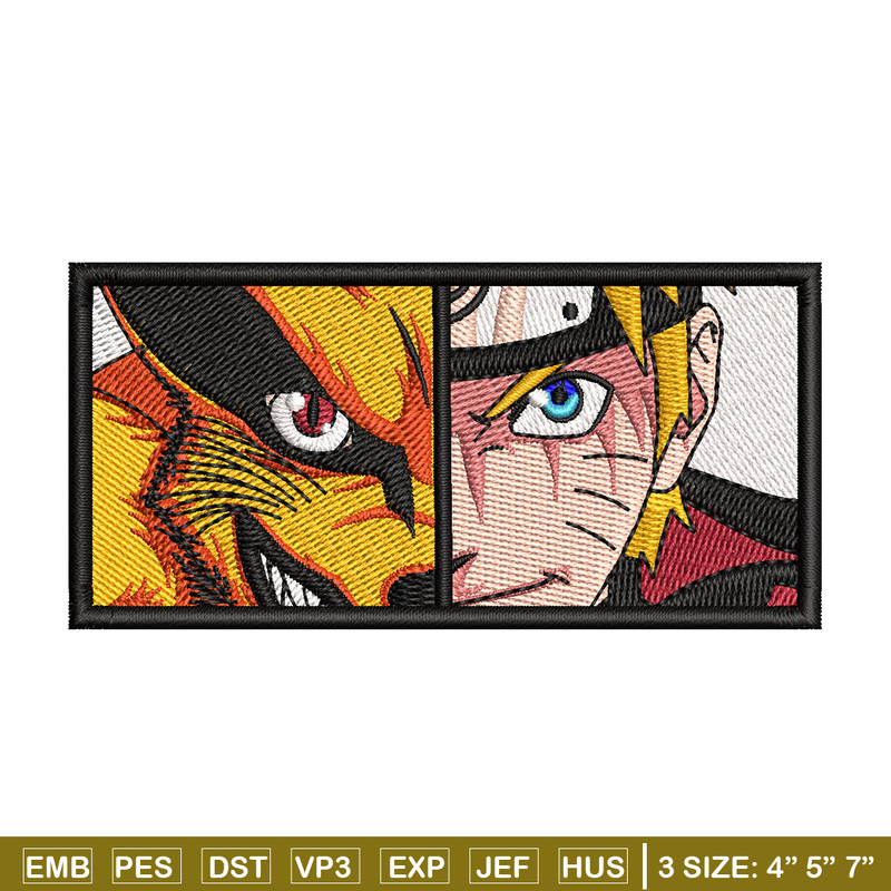 Naruto and fox embroidery design, Naruto embroidery, anime design, embroidery file, anime shirt, Digital download.jpg