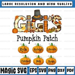 personalized gigi pumpkin patch png, mimi nana gigi grandma custom kidnames png, custom grandma nana mimi autumn, grandm