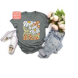 flowers shirt, flowers t-shirt, boho floral nature shirt, garment dyed, boho shirts, oversized shirts, flowers sweatshir