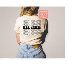 retro custom bride shirt, personalized mrs tshirt, honeymoon tee, bachelorette party gift, trendy wife shirt, custom las