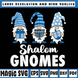 shalom gnomes menorah dreidel chanukah jewish happy hanukkah svg png, shalom gnomes svg, menorah hanukkah svg, hanukkah