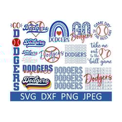 dodgers svg bundle, dodgers png bundle, digital download, cut file, clipart, sublimation (15 individual svg/png/dxf/jpeg