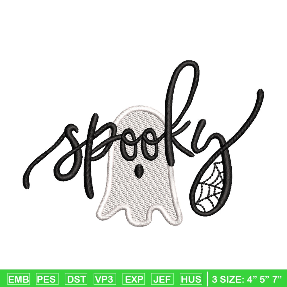 Spooky ghost embroidery design, Spooky embroidery, Emb design, Embroidery shirt, Embroidery file, Digital download.jpg
