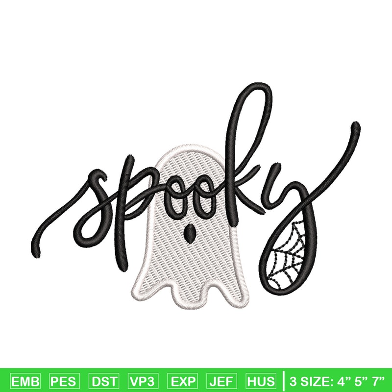 Spooky ghost embroidery design, Spooky embroidery, Emb design, Embroidery shirt, Embroidery file, Digital download.jpg