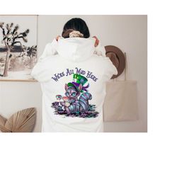 cheshire cat hoodie, alice cheshire cat, alice in wonderland cat hoodie, we're all mad here, disney halloween sweater, d