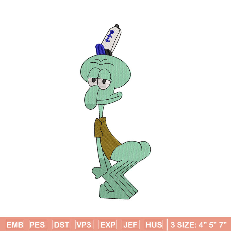 Squidward embroidery design, Spongebob embroidery, Embroidery file, Embroidery shirt, Emb design, Digital download.jpg