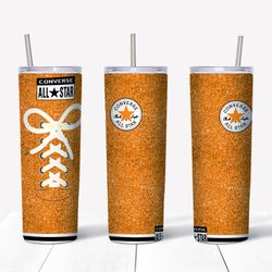 converse orange glitter tumbler png - converse sublimation wrap - straight design 20oz/ 30oz skinny tumbler - png file