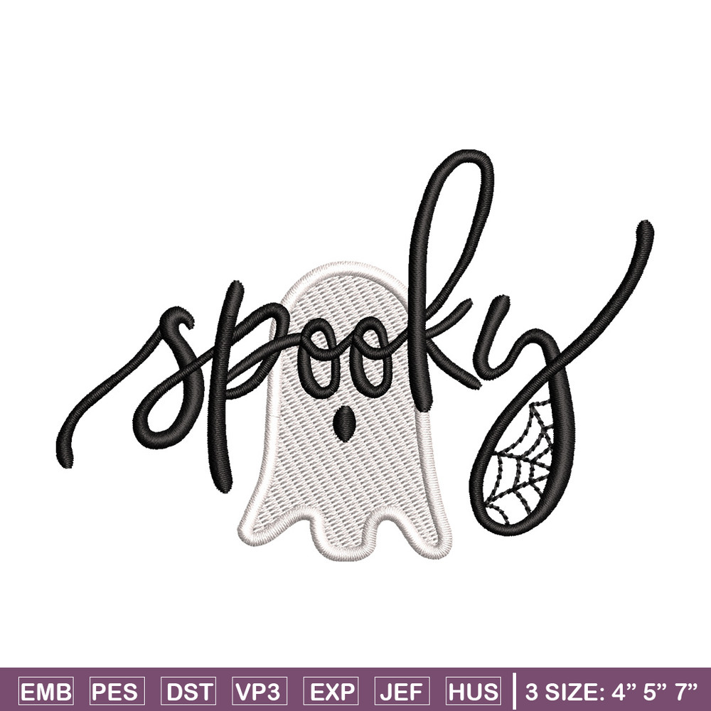 Spooky ghost embroidery design, Spooky embroidery, Emb design, Embroidery shirt, Embroidery file, Digital download.jpg