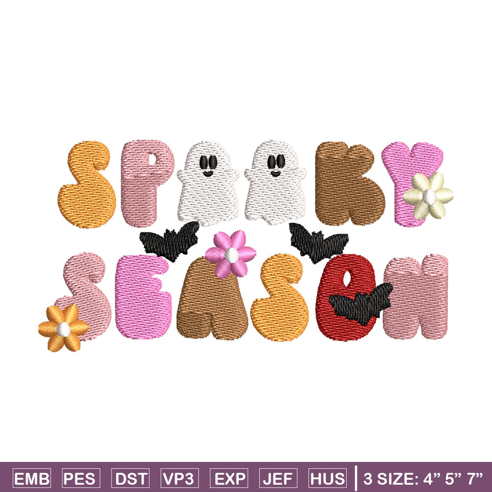 Spooky season embroidery design, Spooky embroidery, Embroidery file, Embroidery shirt, Emb design, Digital download.jpg