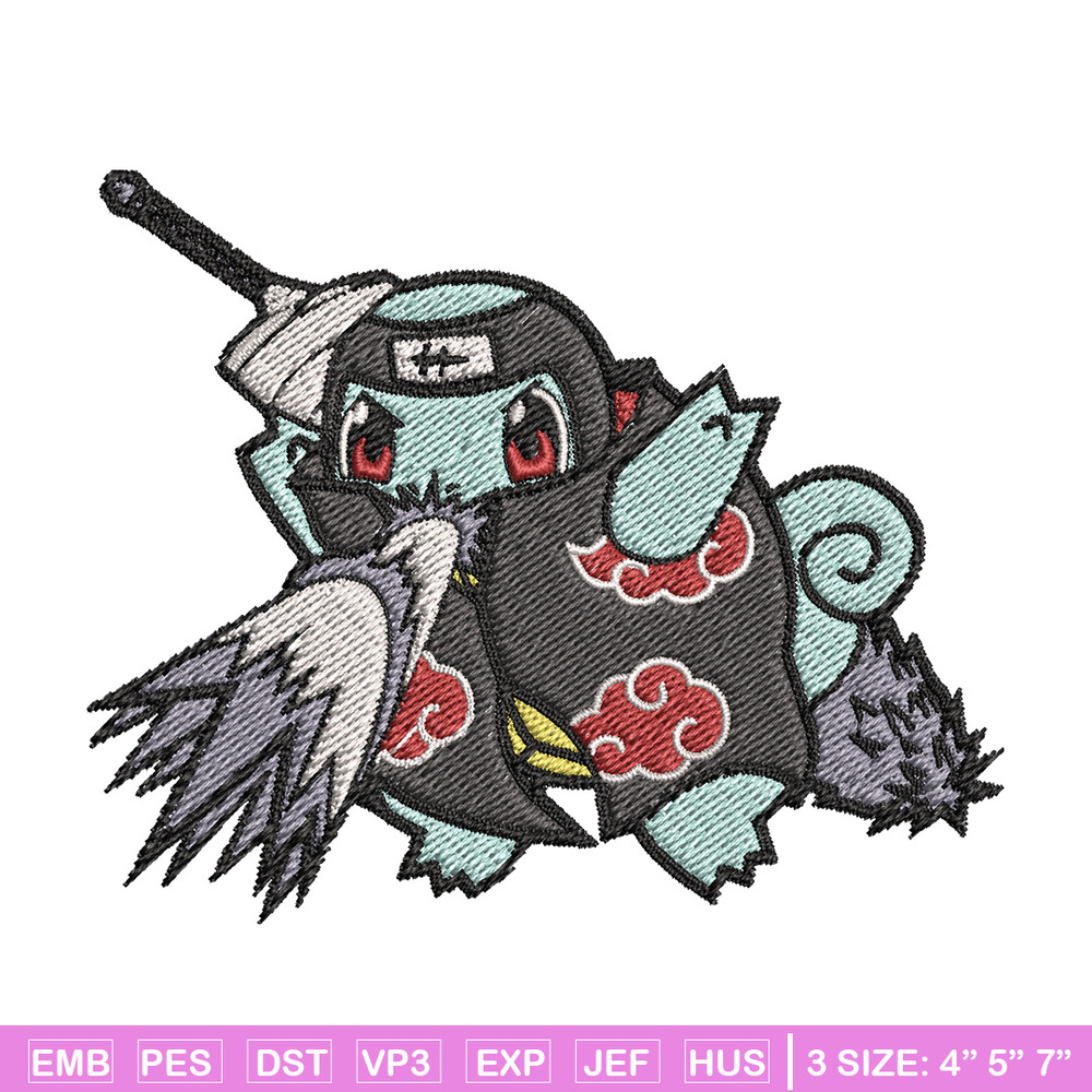Squirtle kisame embroidery design, Pokemon embroidery, Anime design, Embroidery file, Digital download, Embroidery shirt.jpg