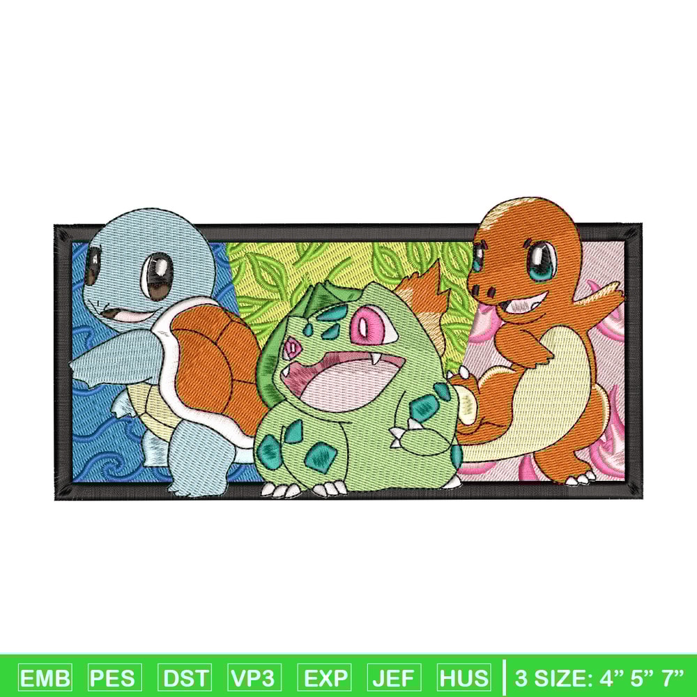 Starter Gen 1 embroidery design, Pokemon embroidery, Anime design, Embroidery shirt, Embroidery file, Digital download.jpg