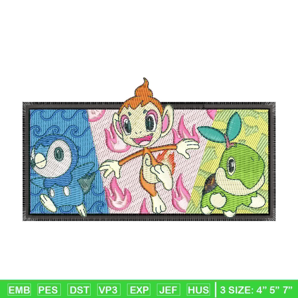 Starter Gen 4 embroidery design, Pokemon embroidery, Anime design, Embroidery shirt, Embroidery file, Digital download.jpg