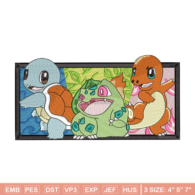 Starter Gen 1 embroidery design, Pokemon embroidery, Anime design, Embroidery shirt, Embroidery file, Digital download.jpg