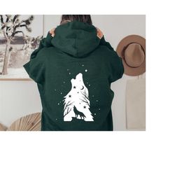 wolf moon and stars hoodie, howling wolf hoodie, halloween hoodie, wolf shirt, fall hoodie, halloween wolf lover gift,