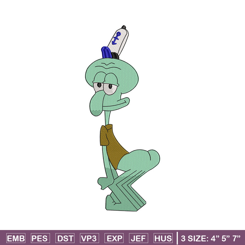 Squidward embroidery design, Spongebob embroidery, Embroidery file, Embroidery shirt, Emb design, Digital download.jpg