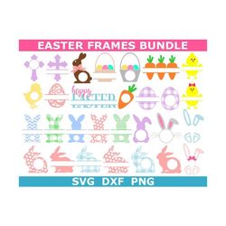 easter svg bundle, easter frames svg, bunny name frame svg, digital download, cut files, sublimation, clip art (30 svg/p