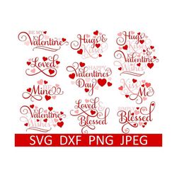 valentine's day svg bundle, be mine svg, blessed, digital download, cut files, sublimation, clipart (10 individual svg/p