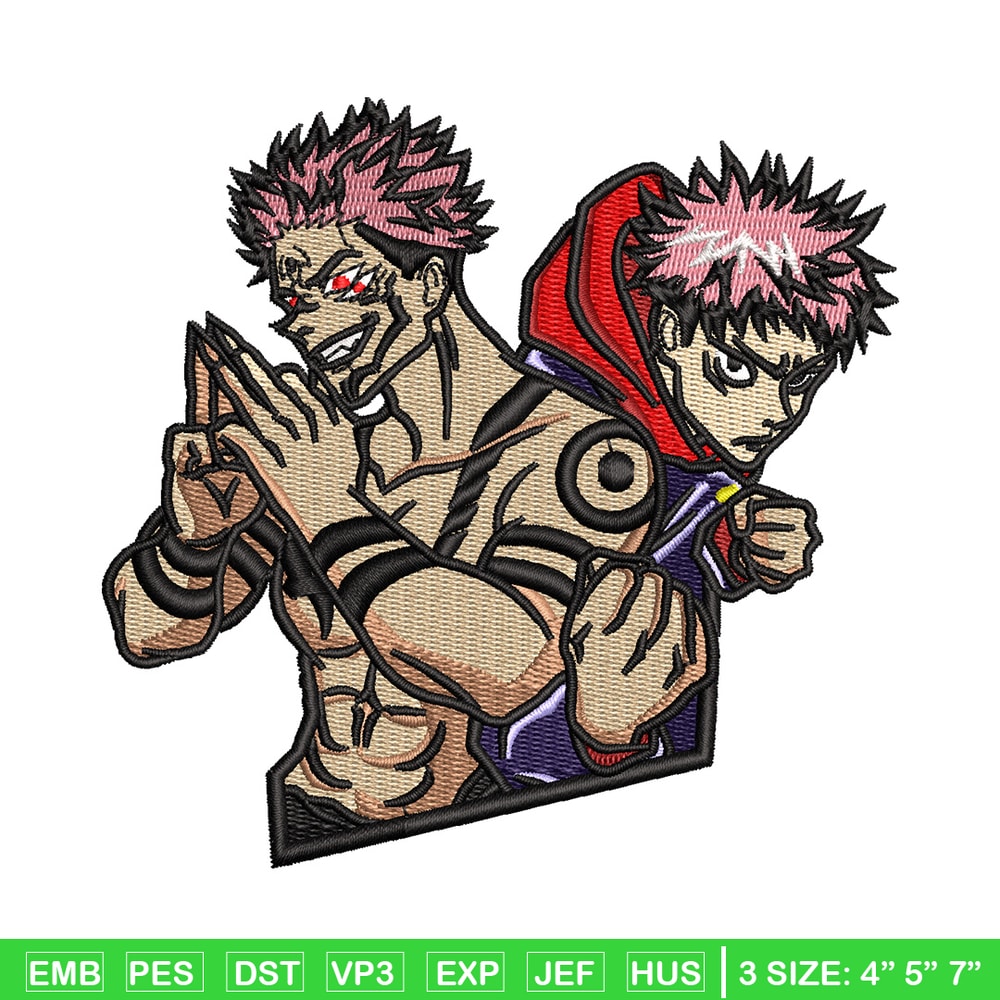 Sukuna x yuji embroidery design, Jujutsu embroidery, Anime design, Embroidery shirt, Embroidery file, Digital download.jpg