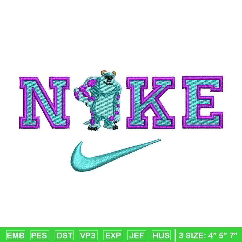 Sullivan nike embroidery design, Disney embroidery, Nike design, Embroidery shirt, Embroidery file, Digital download.jpg