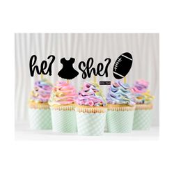 gender reveal cupcake topper svg, tutus or touchdowns svg, boy or girl cupcake toppers svg, gender reveal party svg, cak
