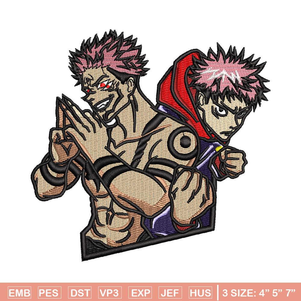 Sukuna x yuji embroidery design, Jujutsu embroidery, Anime design, Embroidery shirt, Embroidery file, Digital download.jpg