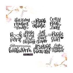 book quote svg bundle, book lover bundle svg, reading quotes bundle svg, librarian shirts svg, book mug svg, hand letter
