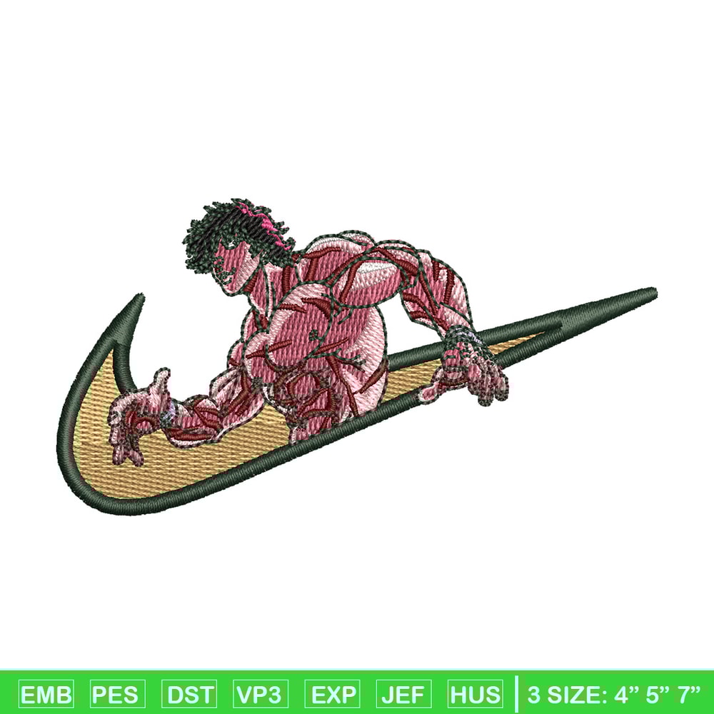 Swoosh baki embroidery design, Baki embroidery, Nike design,Embroidery file, Embroidery shirt, Digital download.jpg