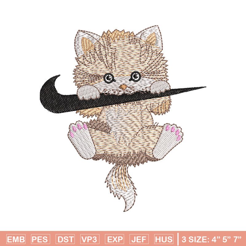 Swoosh cat embroidery design, Cat embroidery, Nike design, Embroidery file, Embroidery shirt, Digital download.jpg