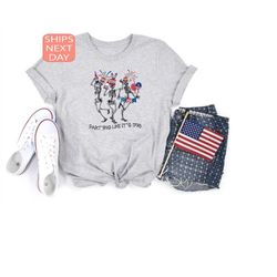 4th of july skellies, 4th of july shirts, dancing skeleton shirt, american flag shirt,4th of july, stars and stripes shi