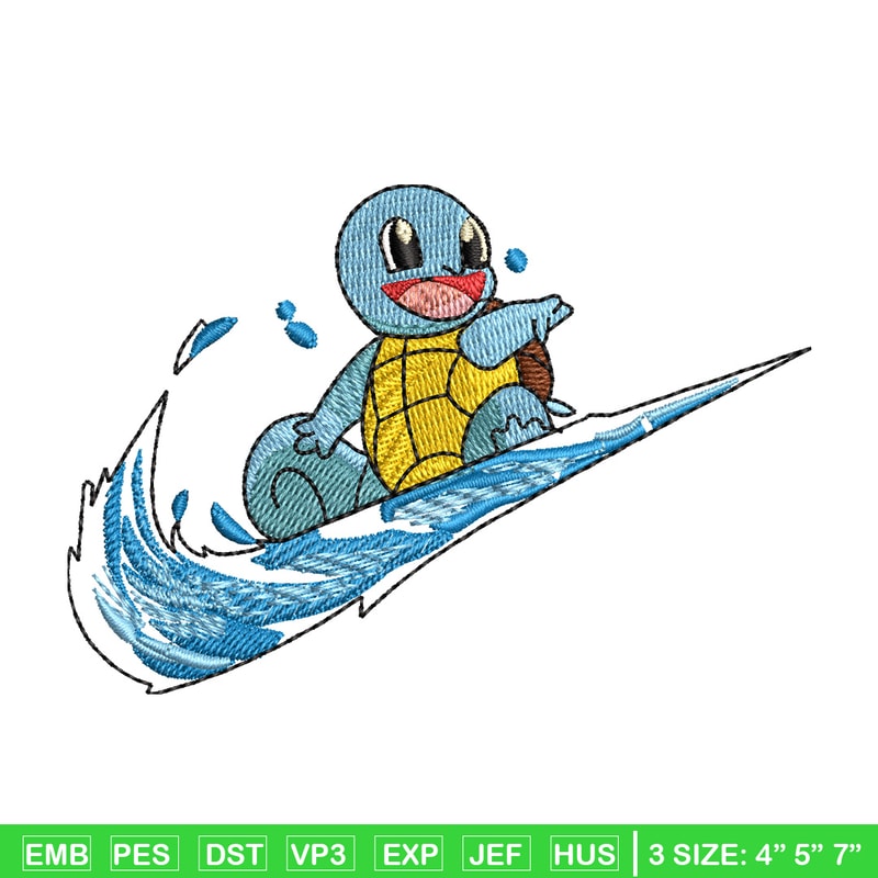 Swoosh squirtle embroidery design, Pokemon embroidery,Anime design,Embroidery file, Embroidery shirt, Digital download.jpg